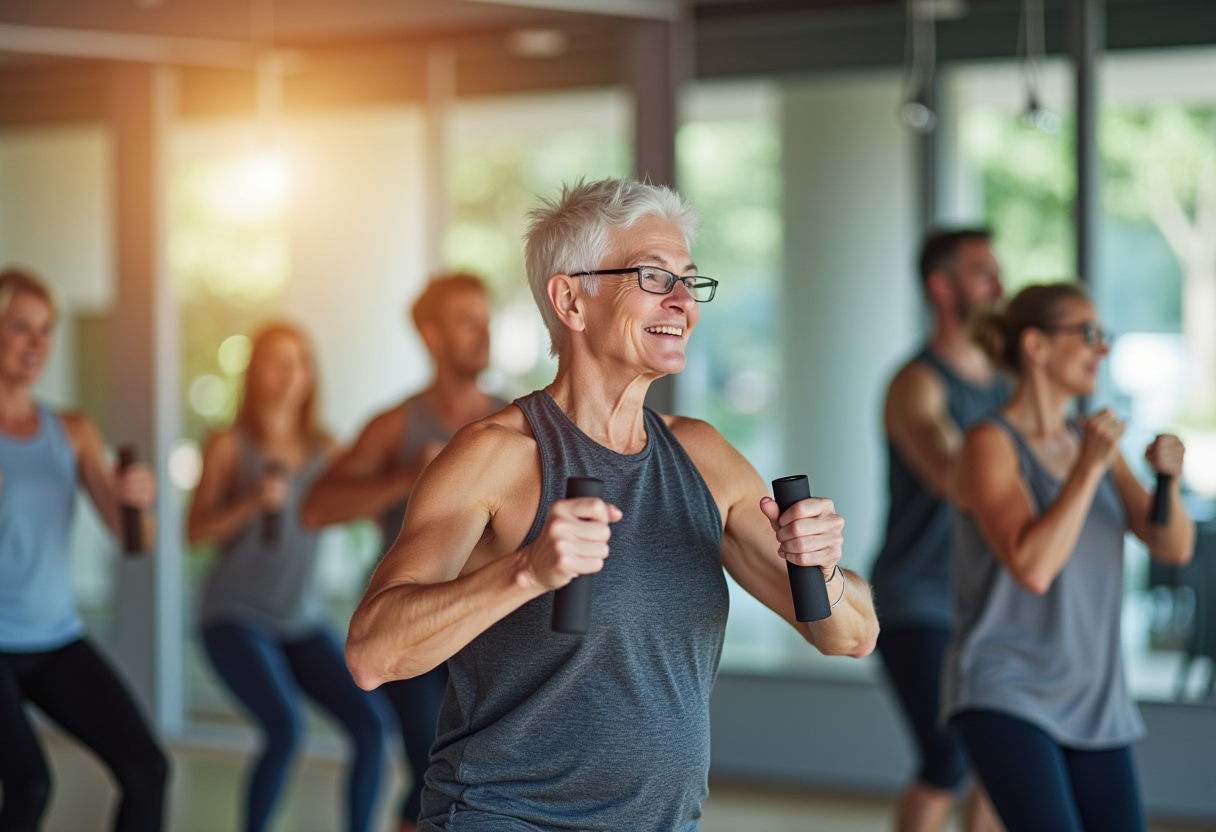 Хора от различни възрасти тренират у дома